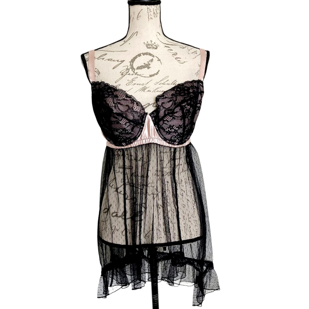 Elegant Black Lace Babydoll Lingerie